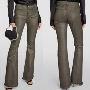 Frame Women Le High Flare Jeans Pewter Gray Coated Glitter High Waist NWOT 24